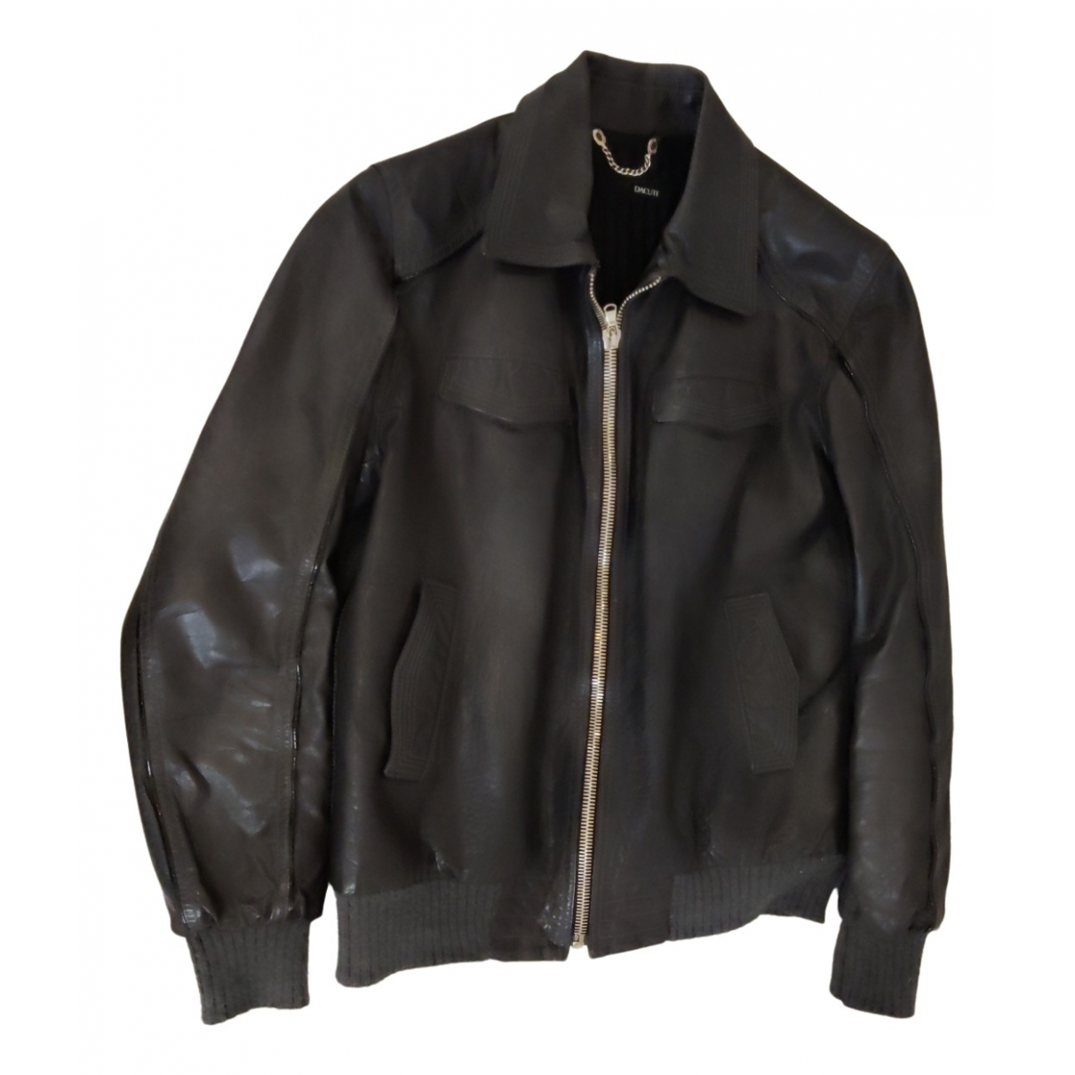 Leather jacket Dacute Grey size 52 IT 